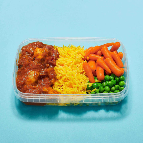 Fresh Buttered Chicken Curry with Rice, healthy meal prep for weight loss and muscle gain by Macro Based Diet.